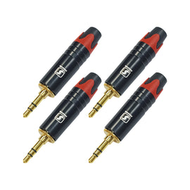 PAQ. 4 PZAS. DE PLUG 3.5mm MACHO ESTEREO NEGRO GRANDE  SOLCOR   PL35NG(4) - Hergui Musical