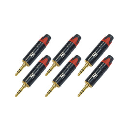 PAQ. 6 PZAS. DE PLUG 3.5mm MACHO ESTEREO NEGRO GRANDE  SOLCOR   PL35NG(6) - Hergui Musical