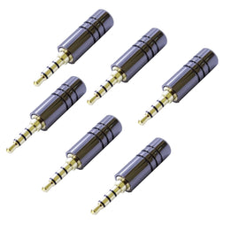 PAQ. 6 PZAS. DE PLUG 3.5mm MACHO TRS 4 POLOS METALICO  SOLCOR   PL35C4(6) - Hergui Musical