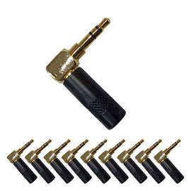 PAQ. 10 PZAS. DE PLUG DE 3.5MM EN ESCUADRA NEGRO / ORO  SOLCOR   PL35SEN-P(10) - Hergui Musical