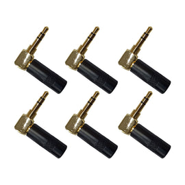 PAQ. 6 PZAS. DE PLUG DE 3.5MM EN ESCUADRA NEGRO / ORO  SOLCOR   PL35SEN-P(6) - Hergui Musical