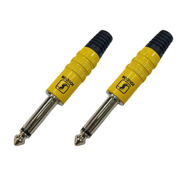 PAQ. 2 PZAS. DE PLUG 6.3mm MONO METALICO AMARILLO   SOLCOR        PL63A(2) - Hergui Musical