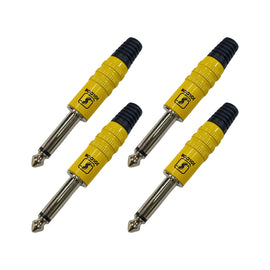 PAQ. 4 PZAS. DE PLUG 6.3mm MONO METALICO AMARILLO   SOLCOR        PL63A(4) - Hergui Musical