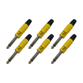 PAQ. 6 PZAS. DE PLUG 6.3mm MONO METALICO AMARILLO   SOLCOR        PL63A(6) - Hergui Musical