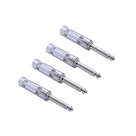 PAQ. 4 PZAS. DE PLUG 6.3mm MACHO MONO METALICO  SOLCOR   PL63LNEU(4) - Hergui Musical