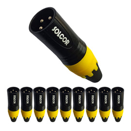 PAQ. 10 PZAS. DE PLUG CANON MACHO AMARILLO  SOLCOR   PLCANA(10) - Hergui Musical