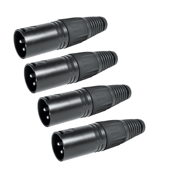 PAQ. 4 PZAS. DE PLUG CANON MACHO NEGRO  SOLCOR   PLCANN(4) - Hergui Musical