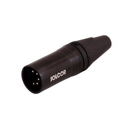 PLUG CANON MACHO 5 PINES PARA EXTERIORES  SOLCOR   PLXLRN5 - Hergui Musical