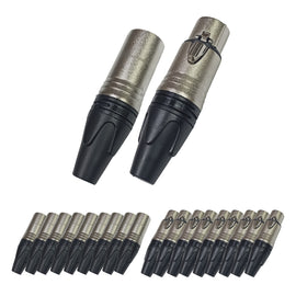 PAQ. 10 PZAS. DE PLUG CANON MACHO+HEMBRA NEGRO NICKEL CROMO  KAPTON  PL+JA-148N(10) - Hergui Musical