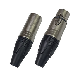 PAQ. PLUG CANON MACHO+HEMBRA NEGRO NICKEL CROMO  KAPTON  PL+JA-148N - Hergui Musical