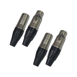 PAQ. 2 PZAS. DE PLUG CANON MACHO+HEMBRA NEGRO NICKEL CROMO  KAPTON  PL+JA-148N(2) - Hergui Musical