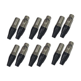 PAQ. 6 PZAS. DE PLUG CANON MACHO+HEMBRA NEGRO NICKEL CROMO  KAPTON  PL+JA-148N(6) - Hergui Musical