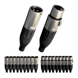 PAQ. 10 PZAS. DE PLUG CANON MACHO+HEMBRA 3 POLOS PROFESIONAL C/ SEGURO  KAPTON   PL+JA-155BK(10) - Hergui Musical