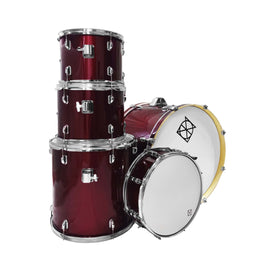 Batería 5 Pzas. DIXON, Color Rojo Vino, Incluye soportes cromados, platillos de 14", 16" y 18", asiento, toms de aire 12" y 13", tom de piso 16", tarola 14" y bombo 22"  PODSP522SWR