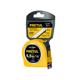 FLEXOMETRO AMARILLO 5.5M CINTA 25MM EN TARJETA   PRETUL    PRO-55MEB - Hergui Musical