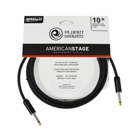 Cable para instrumento plug 6.3mm MACHO/MACHO 3m, serie American Stage de Planet Waves, ideal para tramos cortos, como de la guitarra a la pedalera o para escenarios pequeños  PW-AMSG-10 - Hergui Musical