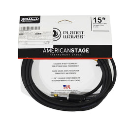 Cable para instrumento plug 6.3mm MACHO/MACHO 4.50m, serie American Stage de Planet Waves, ideal para tramos cortos, como de la guitarra a la pedalera o para escenarios pequeños  PW-AMSG-15 - Hergui Musical