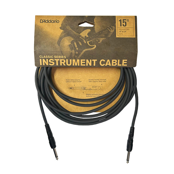 Cable para instrumento plug 6.3mm MACHO/MACHO 4.50m, serie Classic de Planet Waves, conductores de cobre ultra puro libre de oxígeno para lograr baja capacitancia y un tono limpio  ADDARIO  PW-CGT-15 - Hergui Musical