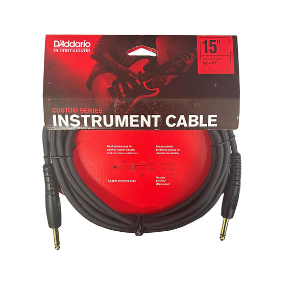 Cable para instrumento plug 6.3mm MACHO/MACHO 3m, serie Custom de DAddario, estéreo, conectores chapados en oro, flujo de señal superior, resistencia a la corrosión  DDDARIO  PW-G-15 - Hergui Musical