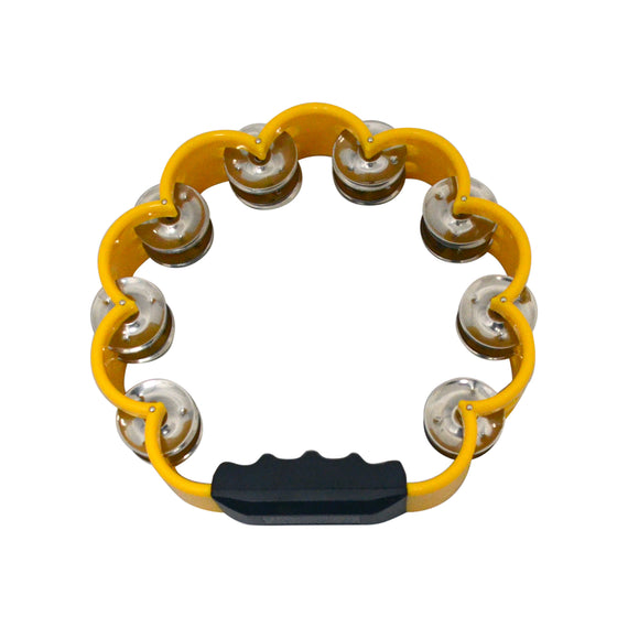 Pandero de mano NEW BEAT, color Amarillo, plástico resistente, 2 hileras de crótalos dobles   PWC-10-YBD