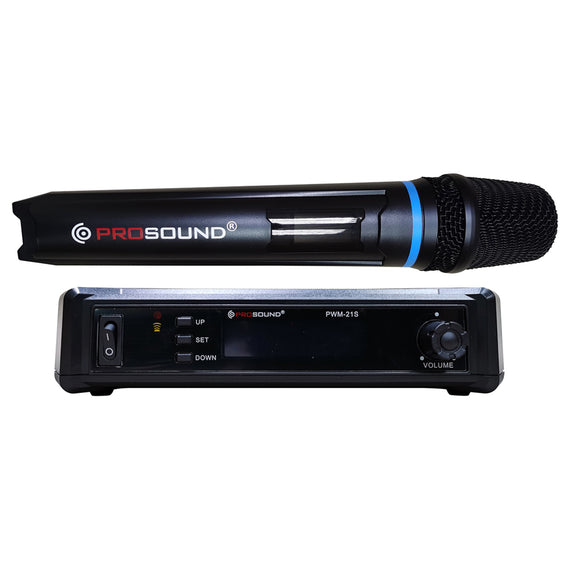 Sistema de microfonía inalámbrica, incluye un receptor y un transmisor de mano  PROSOUND  PWM-21S - Hergui Musical