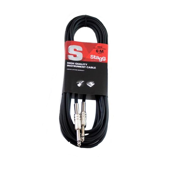CABLE PARA INSTRUMENTO 6m, PLUG 6.3mm MACHO/MACHO  STAGG   SGC6 - Hergui Musical