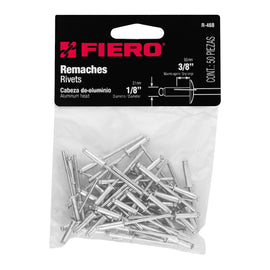 Bolsa con 50 remaches 1/8" x 3/8" de aluminio, ala 1/4  TRUPER   R-46B