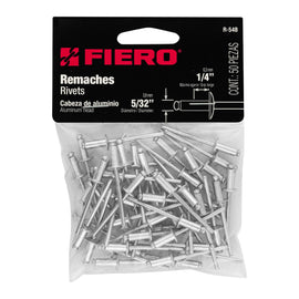 Bolsa con 50 remaches 5/32" x 1/4" de aluminio, ala 5/16"  TRUPER   R-54B