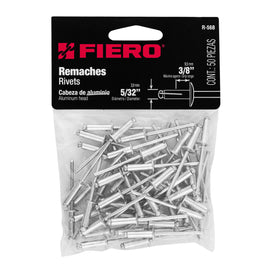 Bolsa con 50 remaches 5/32" x 3/8" de aluminio, ala 5/16"  TRUPER   R-56B