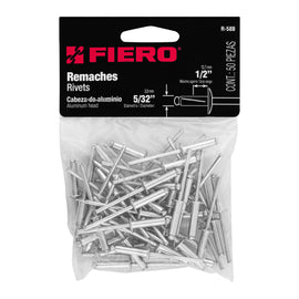 Bolsa con 50 remaches 5/32" x 1/2" de aluminio, ala 5/16"  TRUPER   R-58B