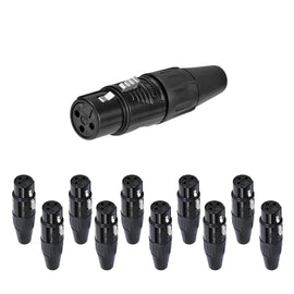 PAQ. 10 PZAS. DE Plug XLR Hembra 3 pines, metálico negro  REAN   RC3F-BAG(10) - Hergui Musical