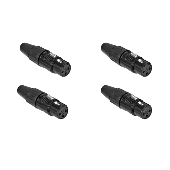 PAQ. 4 PZAS. DE Plug XLR Hembra 3 pines, metálico negro  REAN   RC3F-BAG(4) - Hergui Musical