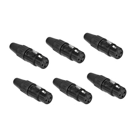 PAQ. 6 PZAS. DE Plug XLR Hembra 3 pines, metálico negro  REAN   RC3F-BAG(6) - Hergui Musical
