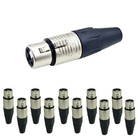 PAQ. 10 PZAS. DE Plug XLR Hembra 3 pines en niquel  REAN   RC3F(10) - Hergui Musical