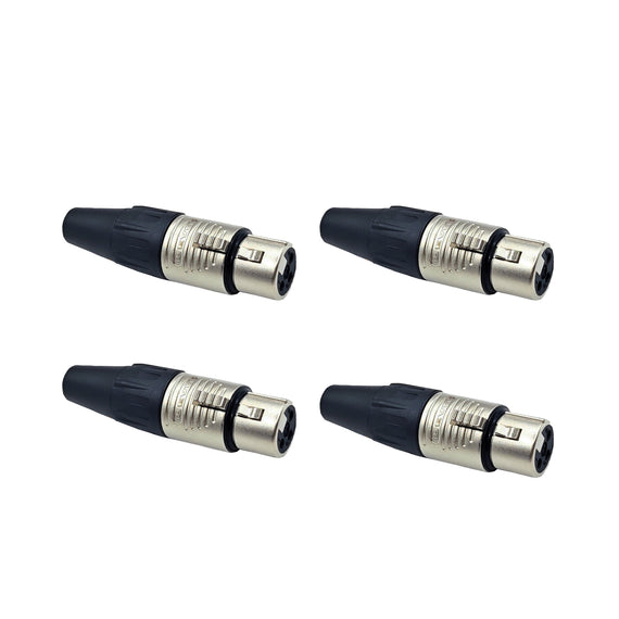 PAQ. 4 PZAS. DE Plug XLR Hembra 3 pines en niquel  REAN   RC3F(4) - Hergui Musical