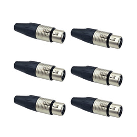 PAQ. 6 PZAS. DE Plug XLR Hembra 3 pines en niquel  REAN   RC3F(6) - Hergui Musical