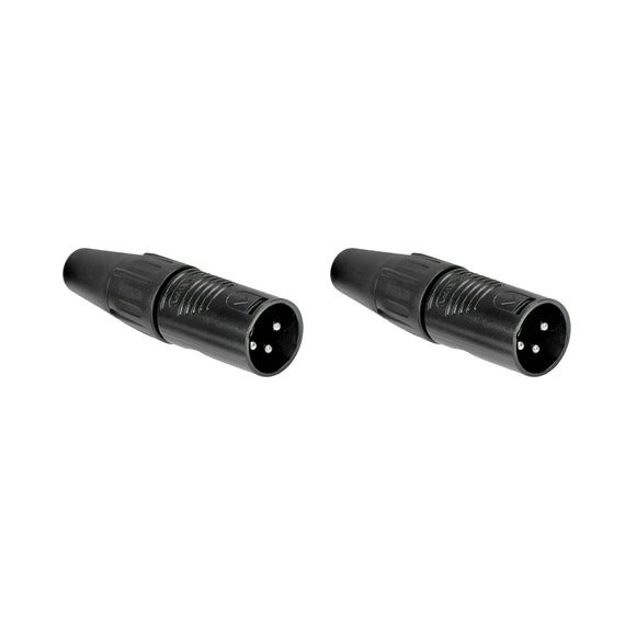 PAQ. 2 PZAS. DE Plug XLR Macho 3 pines, metálico negro  REAN   RC3M-BAG(2) - Hergui Musical