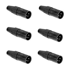 PAQ. 6 PZAS. DE Plug XLR Macho 3 pines, metálico negro  REAN   RC3M-BAG(6) - Hergui Musical