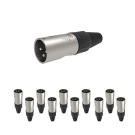 PAQ. 10 PZAS. DE Plug XLR Macho 3 pines en niquel  REAN   RC3M(10) - Hergui Musical