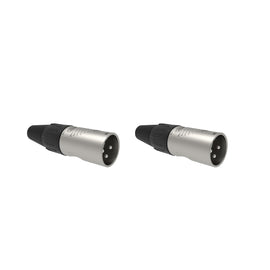 PAQ. 2 PZAS. DE Plug XLR Macho 3 pines en niquel  REAN   RC3M(2) - Hergui Musical