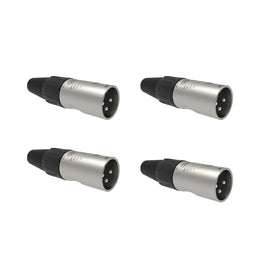 PAQ. 4 PZAS. DE Plug XLR Macho 3 pines en niquel  REAN   RC3M(4) - Hergui Musical