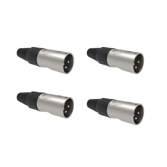 PAQ. 4 PZAS. DE Plug XLR Macho 3 pines en niquel  REAN   RC3M(4) - Hergui Musical