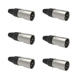 PAQ. 6 PZAS. DE Plug XLR Macho 3 pines en niquel  REAN   RC3M(6) - Hergui Musical