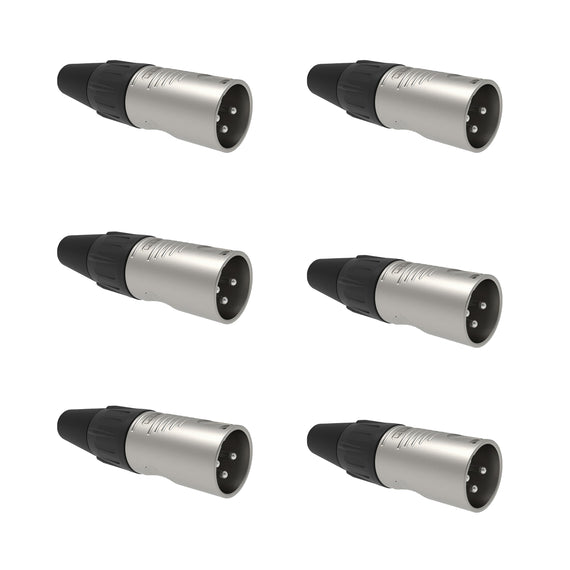 PAQ. 6 PZAS. DE Plug XLR Macho 3 pines en niquel  REAN   RC3M(6) - Hergui Musical
