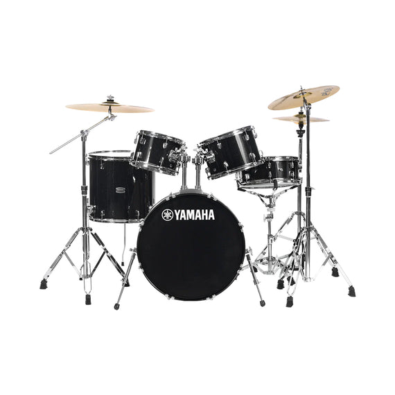 Jgo. de batería Rydeen Black Glitter c/herrajes JHWRD y Set de platillos J014USET  YAMAHA  JRDP2F5BLGUSET - Hergui Musical