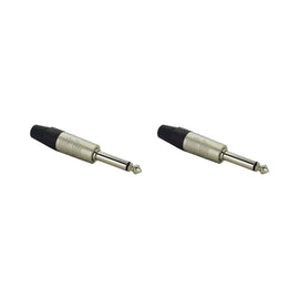 PAQ. 2 PZAS. DE Plug 6.3mm MACHO monoaural, metálico niquelado  REAN   RP2C(2) - Hergui Musical