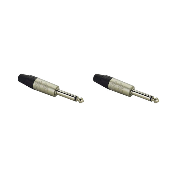 PAQ. 2 PZAS. DE Plug 6.3mm MACHO monoaural, metálico niquelado  REAN   RP2C(2) - Hergui Musical