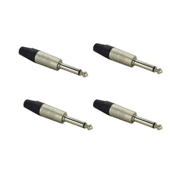 PAQ. 4 PZAS. DE Plug 6.3mm MACHO monoaural, metálico niquelado  REAN   RP2C(4) - Hergui Musical