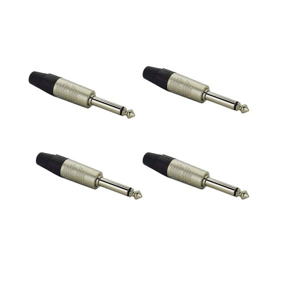 PAQ. 4 PZAS. DE Plug 6.3mm MACHO monoaural, metálico niquelado  REAN   RP2C(4) - Hergui Musical