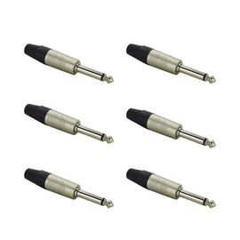 PAQ. 6 PZAS. DE Plug 6.3mm MACHO monoaural, metálico niquelado  REAN   RP2C(6) - Hergui Musical